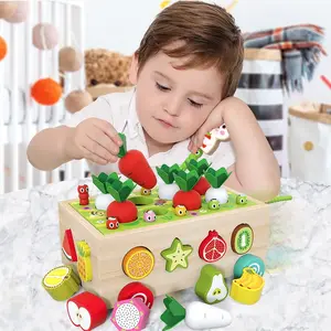 Фабричные магазины, Детская развивающая деревянная ферма, фрукты и овощи, игрушечный автомобиль, строительные блоки в форме машины, Сортировочная коробка для детей