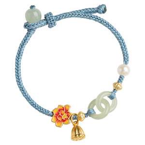 Pulsera de Anillo con Hebilla Ping An para Niñas, Diseño de Nicho, Cordón Tejido a Mano, para Novia - Product Image 4