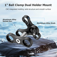 Clip papillon Mechrig avec deux têtes de boule de 1/4 ", support de pince à ressort en aluminium CNC pour appareils photo GoPro/Insta360/DSLR