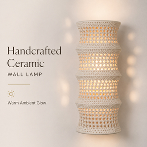 Wabi Sabi Ceramic Wall <b>Light</b> White Hollow Shade Indoor Decorative <b>Sconce</b> Warm Ambient Hallway Bedroom Lamp - Product Image 2