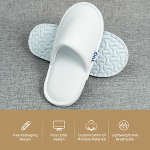 Chaussons d'hôtel personnalisés avec logo imprimé, vente en gros d'usine, chaussons jetables en tissu éponge pour hôtel étoilé, motel, chambre - Product Image 6