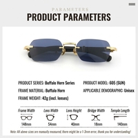 Lunettes de soleil carrées sans monture 605, élégantes et polyvalentes, protection UV400, durables et légères