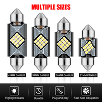 Lumière de lecture intérieure de voiture LED Festoon Canbus haute puissance RCJ 2,4 W, blanc 6500 K, DC12V, adaptable universellement aux tailles 31-41 mm