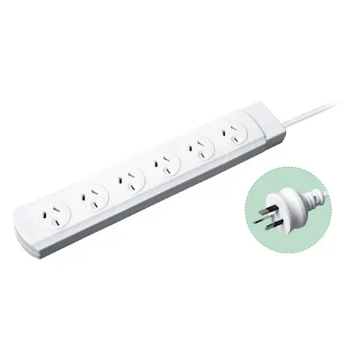 10A 250V Australia SAA power board 6 way outlet extension socket 4V-75 3X1.0mm2 with overload protection