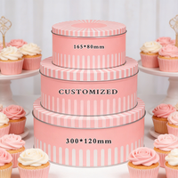 Populaire rond four-sûr de qualité alimentaire or Tiramisu plat grand rond étain gâteau de mariage boîte en métal bonbons Biscuit emballage