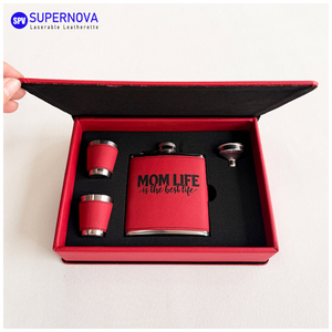 Gourde à liqueur en cuir gravée au laser personnalisée pour <span class=keywords><strong>coffret</strong></span> cadeau, gourde à liqueur en cuir portable de 6 oz pour le camping en plein air - Product Image 2