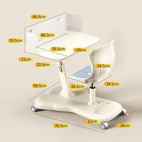 Table d'écolier Tenwin 2807 en plastique écologique non toxique, intégrée, robuste, capacité 100 kg, réglable en hauteur par vérin à gaz