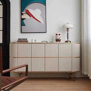 خزانة جانبية فاخرة حديثة بيضاء اللون من JINS بسطح رخامي إيطالي، خزانة تخزين كبيرة السعة، أثاث منزلي للفيلات والشقق وغرف المعيشة - Product Image 3