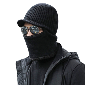 Gorro de Punto DF EDS para Hombre, Otoño e Invierno, con Protección para el Cuello, a Prueba de Viento, de Felpa Gruesa y Cálida - Product Image 1