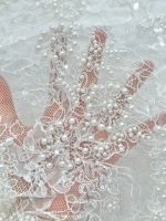 Mewah putih pengantin 3m bulu mata renda bordir Tulle renda kain elegan pernikahan Perancis Chantilly Mesh renda kain gaun wanita