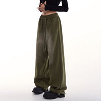 Pantalon de survêtement ample pour femme, style Y2K, 500 g/m², taille haute, fermeture élastique, ample, décontracté, lavé
