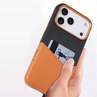 Dompet Kartu Kulit Kain Mewah dengan Penutup Magnetik untuk iPhone 18 17 16 Pro Max 15 Plus, Casing Bisnis Fundas