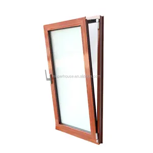 Superhouse Hurricane Approved Aluminium Tilt Turn Window With Wooden Grain For Villa