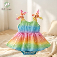 Maillot de bain une pièce pour filles Babylovey, imprimé sirène en soie de lait, sans manches, avec nœud papillon et short
