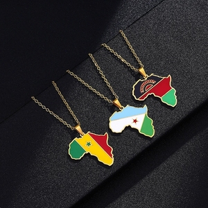 Collar Retro Simple con Bandera de Nigeria, Ghana y <span class=keywords><strong>Somalia</strong></span>, Chapado en Oro, de Acero Inoxidable, con <span class=keywords><strong>Mapa</strong></span> de África para Mujer - Product Image 4