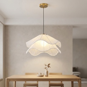 Lustre suspendu en tissu blanc avec pendentif <span class=keywords><strong>fleur</strong></span> asymétrique pour restaurant, salon, chevet, couloir - Product Image 6