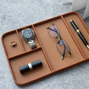 Bandeja de Cuero para Dados al por Mayor, Bandeja de Cuero PU para Organizar la Mesita de Noche, Portaplumas para Llaves EDC y Reloj para Hombre - Product Image 2