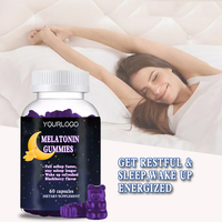 Compléments alimentaires en bonbons gélifiés à la mélatonine OEM, marque privée, magnésium, 5-HTP, vitamine B6, gommes à la mélatonine pour le sommeil