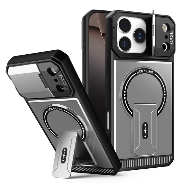 Rugged Magnetic Mobile Phone Cases for iPhone 17 16 15 14 13 12 11 Pro Max 16e Full Body Protection Shockproof Kickstand Covers