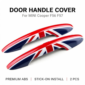 Pour MINI Cooper F56 F57 – Cache-poignée de porte adhésif, garniture sans clé, 2014-2023, motif Union Jack à carreaux, vente en gros pour Carwoman - Product Image 1