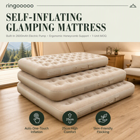 Matelas et lit gonflables de camping QDH en PVC, longueur 74,8 pouces, matelas de couchage portable pour 2 personnes (bleu marine, 2 pièces)