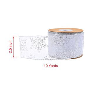 E-magic Logo kustom putih hijau merah emas hadiah Natal pita pembungkus jala emas pita kabel Organza Natal gulungan pita - Product Image 6