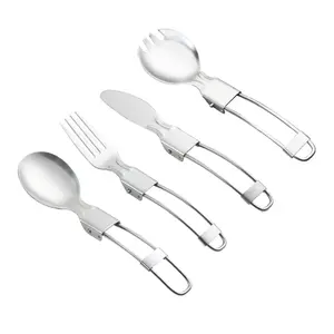 Thực Phẩm Chất Lượng Cao Cấp 304 Thép Không Gỉ Cắm Trại Spork Fork Dao Kéo Dụng Cụ Nấu Ăn Bộ Đồ Ăn