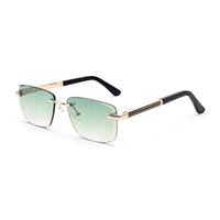 Lunettes de soleil polarisées sans monture carrées, monture en métal doré, style rétro hip-hop, lunettes de luxe