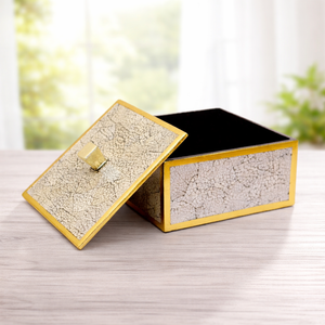 Premium Crackle Finish Lacquer <b>Box</b> with Gold Edges Stylish Storage Organizer for Jewelry <b>Keepsake</b> and Home Decor - Product Image 1
