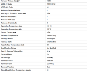 MBR0540T1G TAIYAN Nuevo Circuito Integrado de Silicio Original de 2 Pines, Voltaje de Encendido de 0.62V, Configuración Única para - Product Image 5