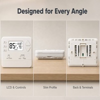 Thermostat compatible avec les pompes à chaleur EMH, mode de chauffage auxiliaire d'urgence, précis, alimenté par batterie 24VAC pour la climatisation domestique