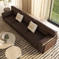 Canapé d'angle moderne en cuir pleine fleur, style minimaliste italien, dossier haut inclinable, garni de plumes, pour appartement, villa, hôtel