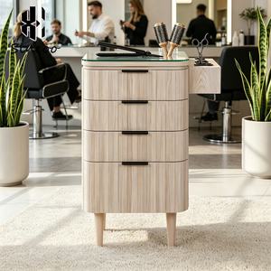 Premium Modern Barbershop Mirror Station Durable MDF Friendly Material Modular Design Freely Combinable Hair Salon <b>Tool</b> Cabinet - Product Image 1