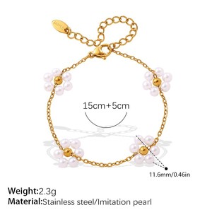Ensemble de bracelets en chaîne de perles plaquées or, bijoux en alliage mignons pour femmes, cadeau - Product Image 5