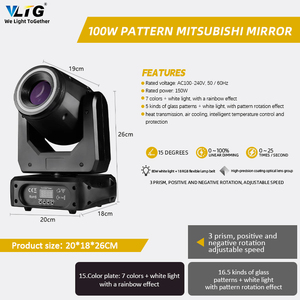 Di chuyển đầu chùm ánh sáng 100W Mini Sharpy đầu ánh sáng <span class=keywords><strong>LED</strong></span> vòng chùm 90lm <span class=keywords><strong>W</strong></span> di chuyển đầu dẫn di chuyển chùm ánh sáng - Product Image 6