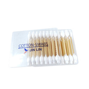 88 pièces de cotons-tiges écologiques en bambou à double tête en forme de <span class=keywords><strong>gourde</strong></span> avec couvercle en plastique séparé, doux, non irritants, propres et fiables pour un usage quotidien - Product Image 5