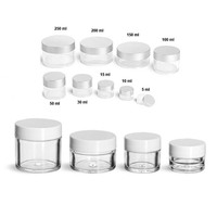 3ml-250ml Bocaux cosmétiques cylindriques en plastique Petg 10g Bocal Petg double paroi 10ml Ps Ps pots de crème cosmétique transparents avec couvercles noirs