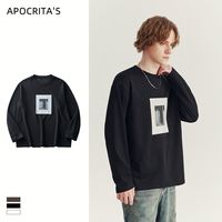 T-shirt graphique personnalisé pour homme à manches longues, coupe décontractée, imprimé numérique délavé à l'acide, respirant, en polyester/coton, style streetwear vintage