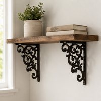 Support d'étagère décoratif en fonte, motif floral européen, style moderne, en métal, à fixation au sol, fait main pour la maison
