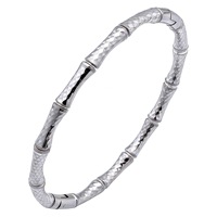 Bracelet manchette élégant en acier inoxydable plaqué or 18 carats, motif bambou taillé diamant, poli miroir, gravé, accessoires pour femmes