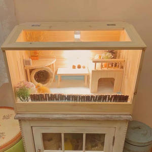 Gabbia per criceti in legno apertura obliqua casetta per piccoli animali per criceti topi Degus o altri animali di taglia simile - Product Image 4