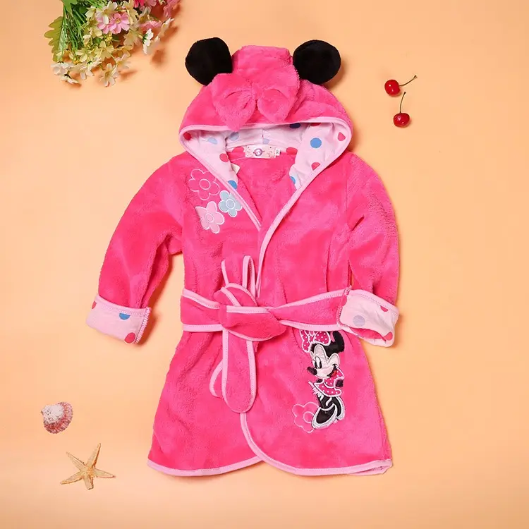 Conception chaude flanelle enfants pyjama dessin animé à capuche robes bébé vêtements de nuit enfants pyjamas