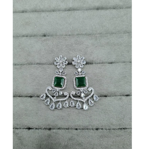 Pendientes Colgantes Geométricos de Piedra Verde Mar Plateados en Plata, Pendientes de Cristal de Lujo con Forma de Flor, Joyería para Bodas y Fiestas, Regalo - Product Image 5