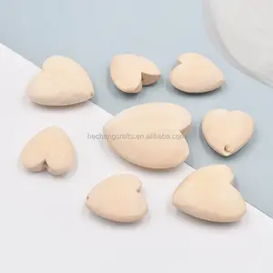 High Quality DIY 3D Heart Model Wood Home Decoration Painted Natural Wood Color Folk Art Beech Europe Customized Size Love