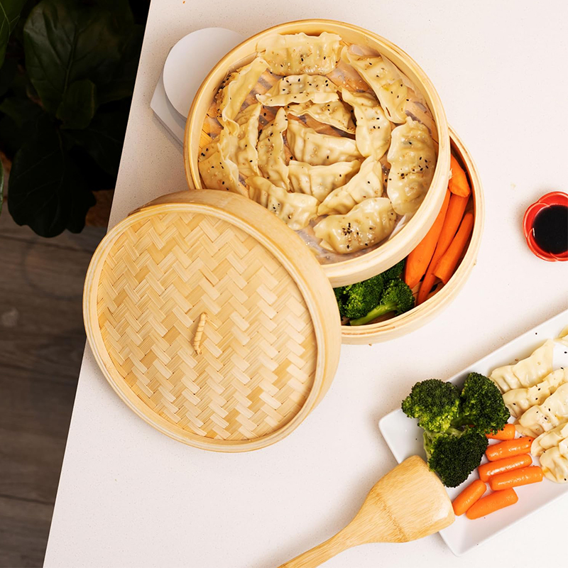 2-stckiger natrlicher Bambus-Dampfgarer mit Deckel, handgefertigt, 25 cm,  fr Dumplings, Lebensmittel und Gemse, Kchenzubehr| Alibaba.com