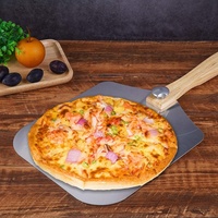 Pelle à pizza en aluminium avec manche en bois pliable 12x14 pouces, pelle à pizza en aluminium pour la cuisson au four, pain fait maison