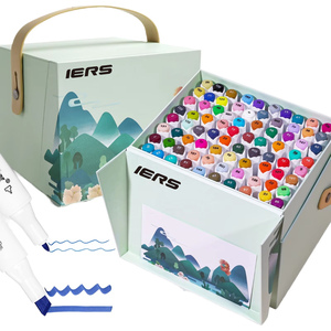Marqueurs à alcool pour peinture sur <span class=keywords><strong>peau</strong></span>, pointe pinceau et biseautée - 12 couleurs foncées pour portraits, marqueurs d'art permanents mélangeables et rechargeables pour adultes/adolescents - Product Image 1