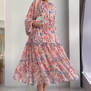 <span class=keywords><strong>Abito</strong></span> <span class=keywords><strong>Lungo</strong></span> Estivo da Donna Sharut 2026 in Chiffon Stile <span class=keywords><strong>Etnico</strong></span> Musulmano con Stampa Floreale e Cintura - Product Image 3