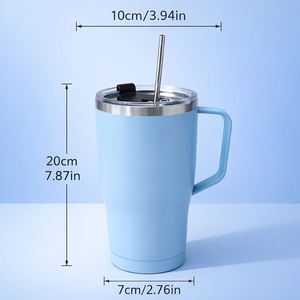 Gobelet isotherme en acier inoxydable de 20 oz avec poignée et couvercle, double paroi isolée, tasse de voyage, isolation thermique de 6 à 12 heures pour le bureau et la voiture - Product Image 3