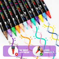 Stylos marqueurs acryliques à pointe pinceau, double pointe, pour fournitures de bureau, d'école, dessin et coloriage